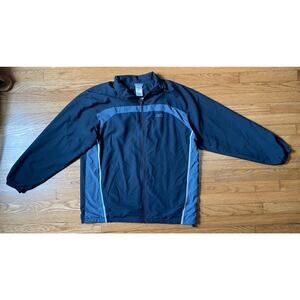 Reebok Windbreaker XL Black & Gray Mens Full Zip Jacket Long Sleeve Lined